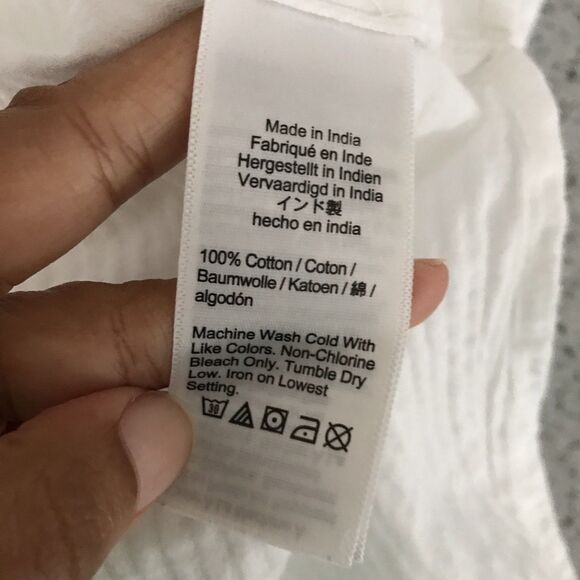 J Crew White Striped Longline Collared 100% Cotton Tunic Top Shirt Neutral L - Picture 7 of 10